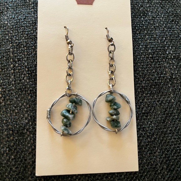 Handmade Guitar String and Moss Agate Earrings - NWT - Picture 2 of 4